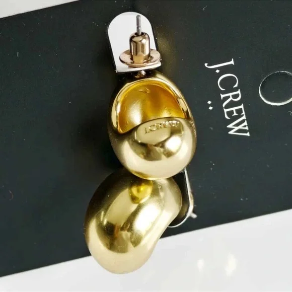 J.CREW ‘THE BEAN’ Structural Orb Earrings in Brushed Gold; Signed & NWT - Picture 8 of 11